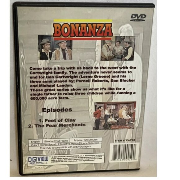 Bonanza Feet Of Clay & The Fear Merchants (DVD, Slim Case, 2004) - Picture 2 of 3